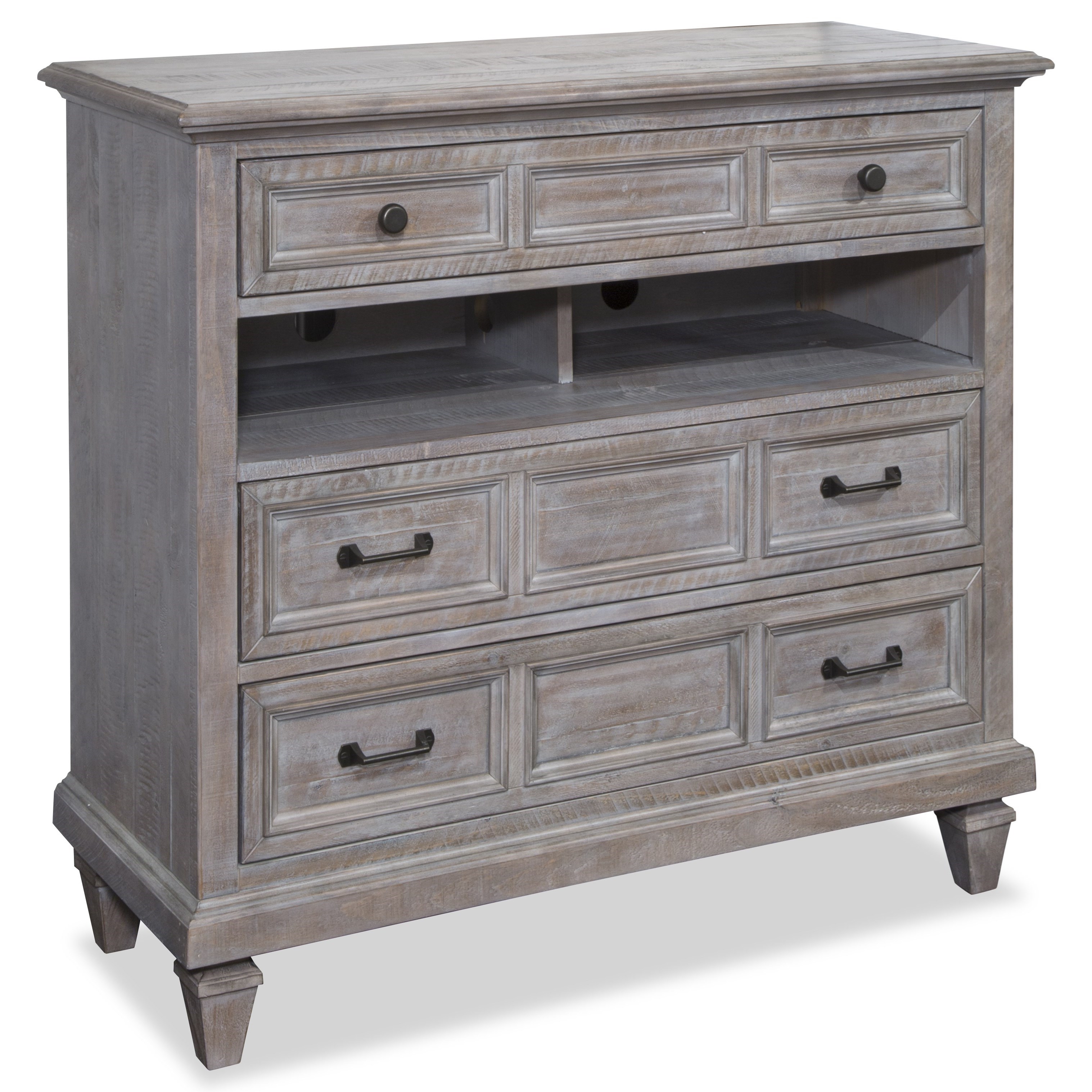 Magnussen Home Lancaster Rustic Media Chest with Three Drawers Value